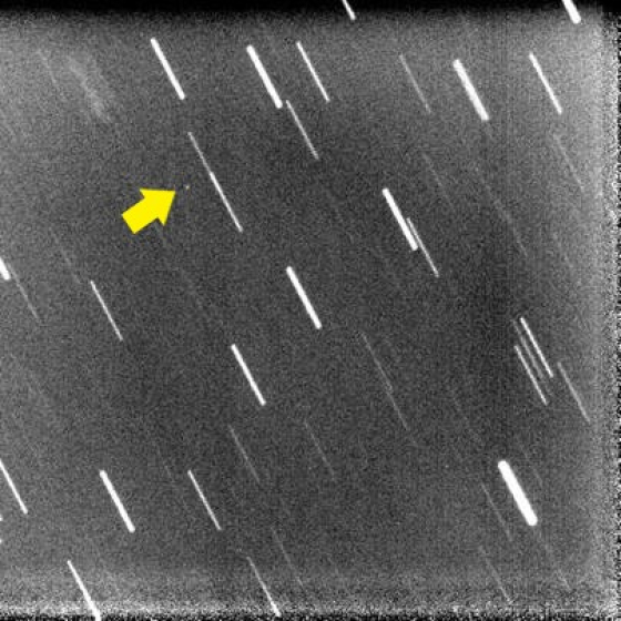 Asteroid visible in stacked frames. 