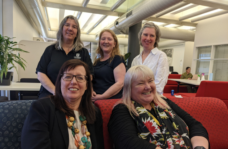 Library Accessibility Working Group sitting together in the UNSW Canberra Academy Library