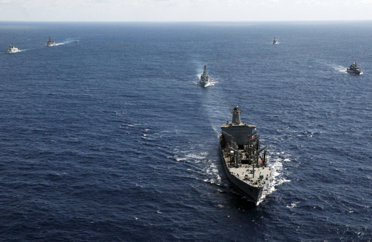 US Navy vessels from Australia, Canada, France, the United States and the Japan Maritime Self-Defense Force are underway in a divisional formation to Pearl Harbor for Rim of the Pacific