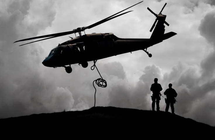 Army men and helicopter
